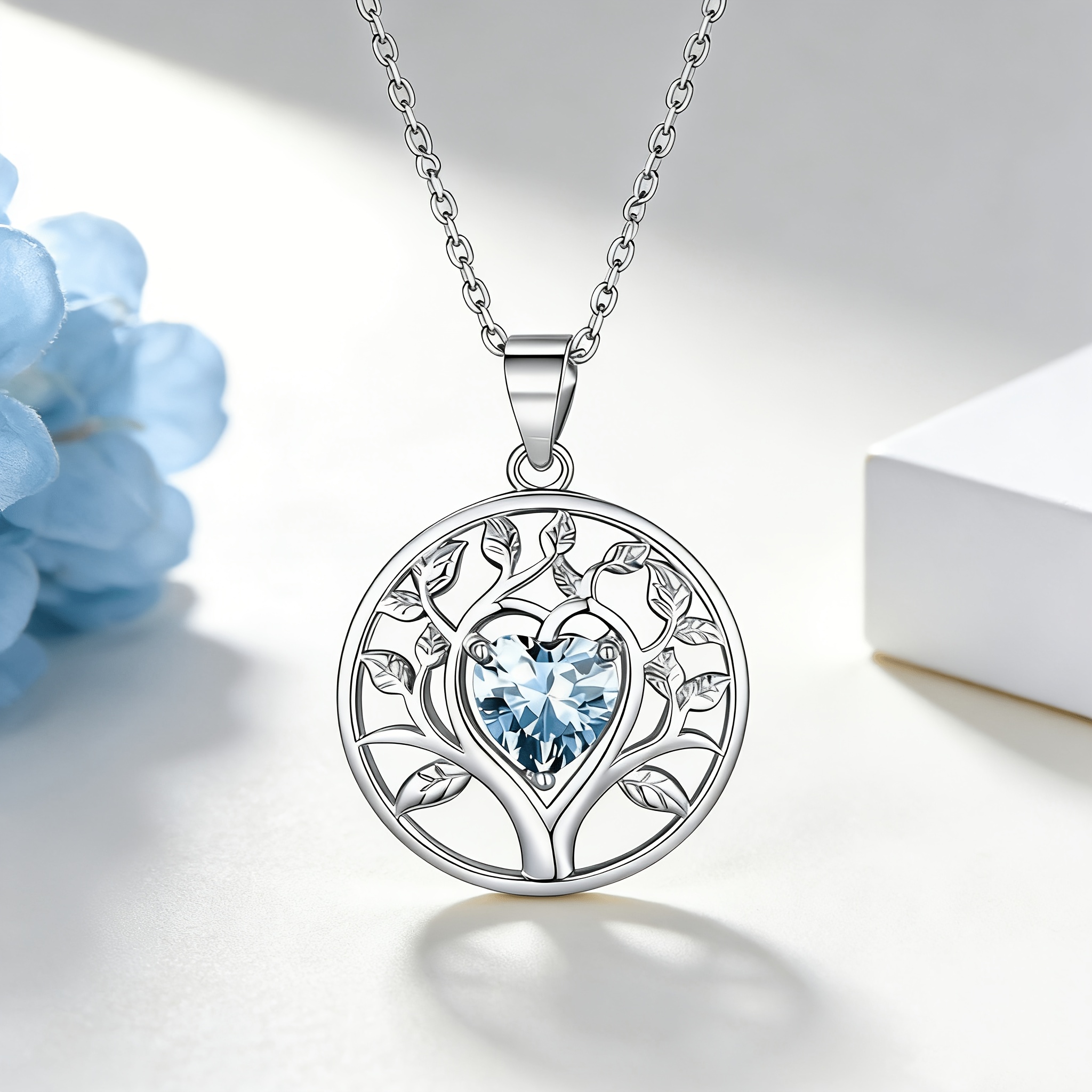 Women's S925 Silver Tree of Life Pendant Necklace, Retro Style